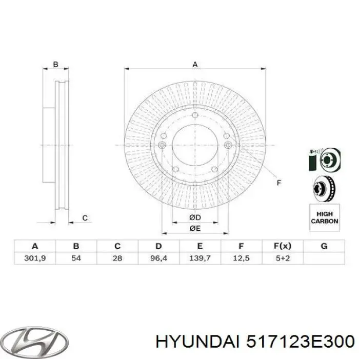 Передние тормозные диски 517123E300 Hyundai/Kia