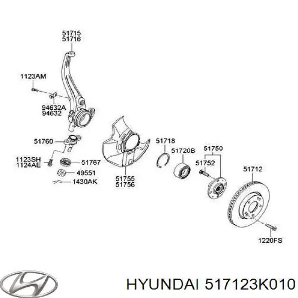 Тормоз дисковый передний Hyundai/Kia 517123K010 цена, от 20.34 USD