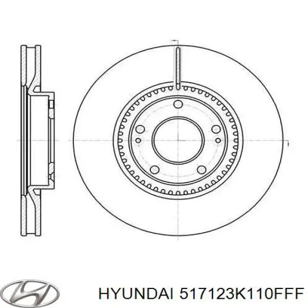 Передние тормозные диски 517123K110FFF Hyundai/Kia