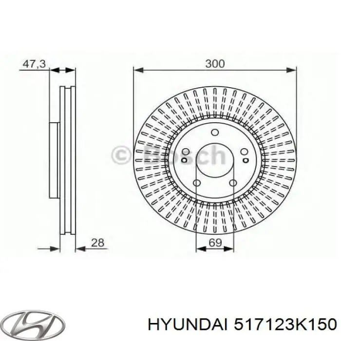 Тормоз дисковый передний Hyundai/Kia 517123K150 цена, от 48.08 USD