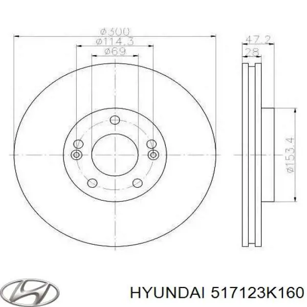 Передние тормозные диски 517123K160 Hyundai/Kia