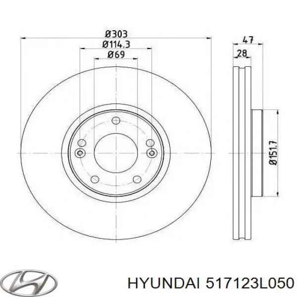 Передние тормозные диски 517123L050 Hyundai/Kia