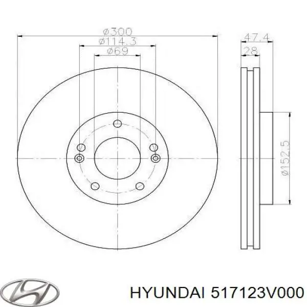 Купить 517123V000 Hyundai/Kia Ротор тормозной