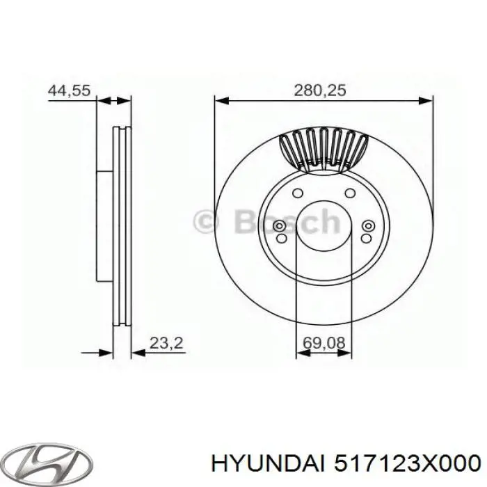 517123X000 Hyundai/Kia Диск тормозной передний