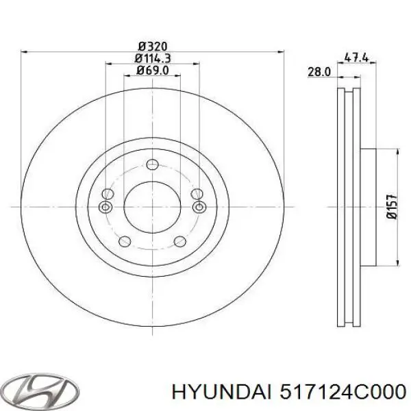 Купить 517124C000 Hyundai/Kia Ротор тормозной