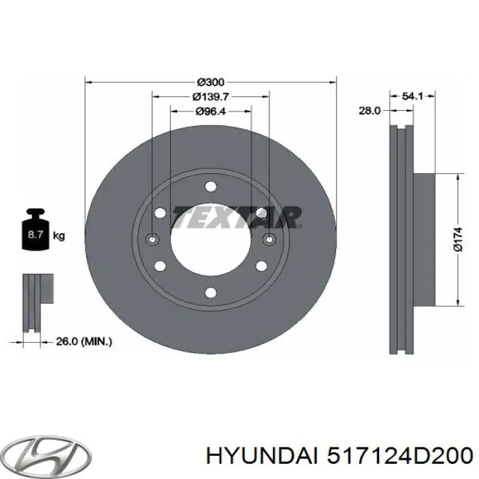Передние тормозные диски 517124D200 Hyundai/Kia