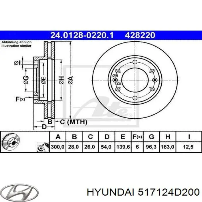 Передний тормозной диск Hyundai/Kia 517124D200