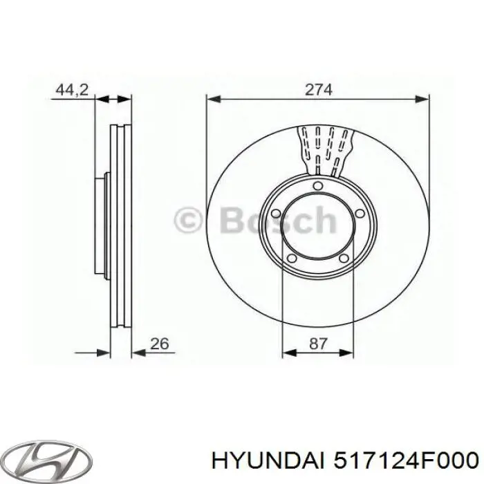 Передние тормозные диски 517124F000 Hyundai/Kia