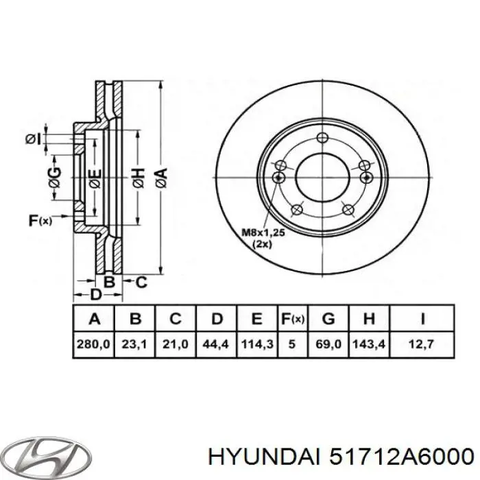 Тормоз дисковый передний Hyundai/Kia 51712A6000 цена, от 16.47 USD