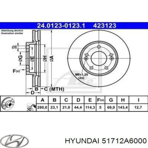 Тормоз дисковый передний Hyundai/Kia 51712A6000 цена, от 16.47 USD