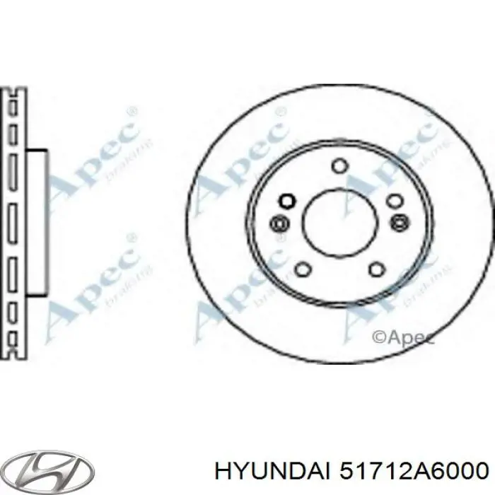Передний тормозной диск Hyundai/Kia 51712A6000