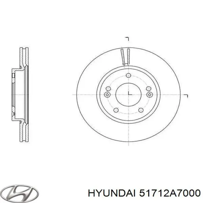 51712A7000 Hyundai/Kia disco do freio dianteiro