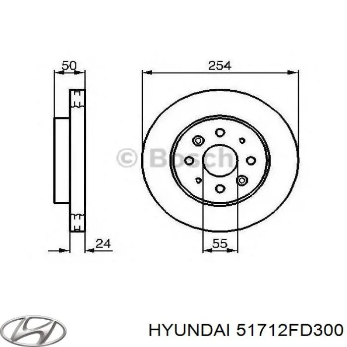 Тормоз дисковый передний Hyundai/Kia 51712FD300 цена, от 33.30 USD