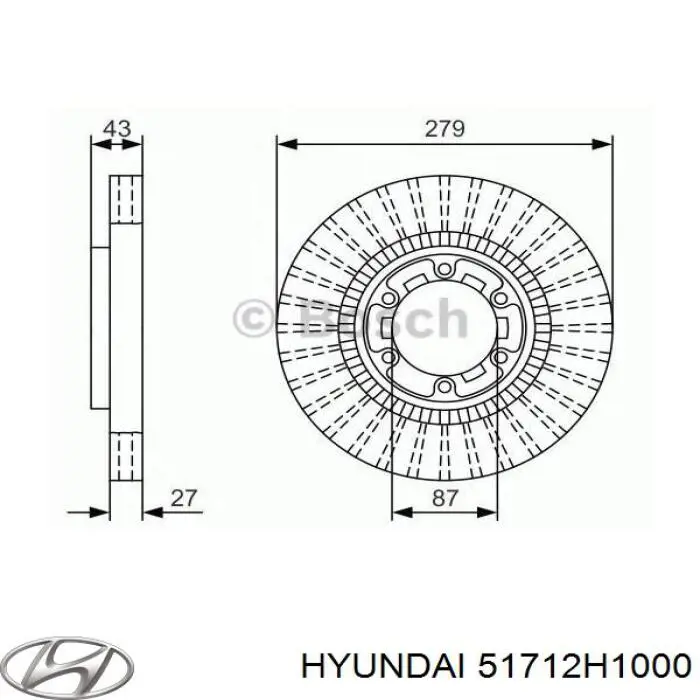 Тормоз дисковый передний Hyundai/Kia 51712H1000 цена, от 35.68 USD