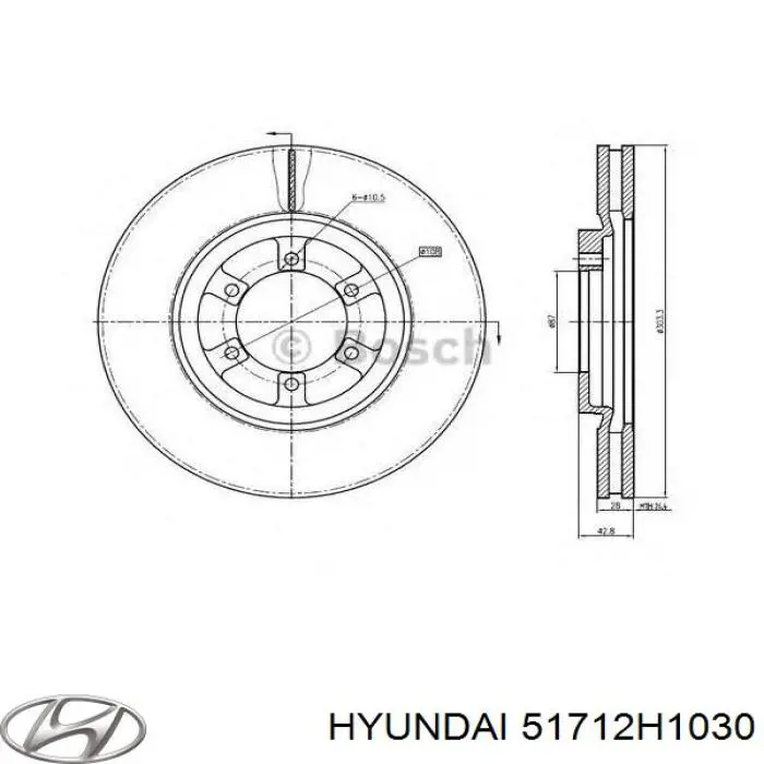 Купить 51712H1030 Hyundai/Kia Ротор тормозной