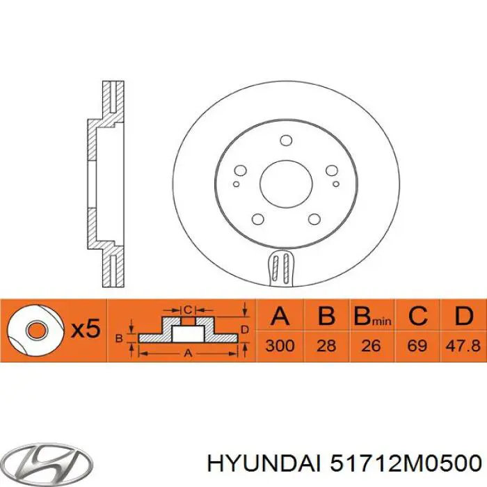 51712M0500 Hyundai/Kia диск тормозной передний