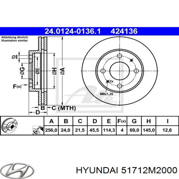 51712M2000 Hyundai/Kia диск тормозной передний
