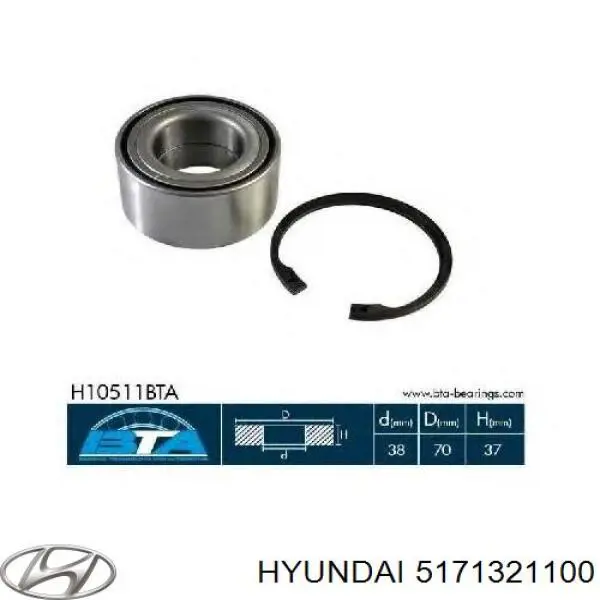 Anillo retén, cubo de rueda delantero 5171321100 Hyundai/Kia