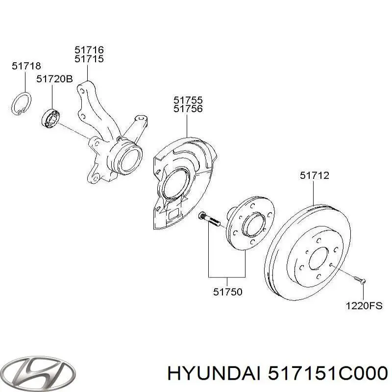 Ступица передняя 517151C000 Hyundai/Kia