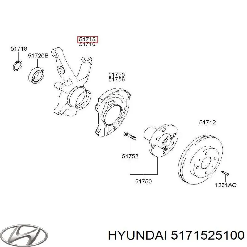5171525100 Hyundai/Kia цапфа (поворотный кулак передний левый)