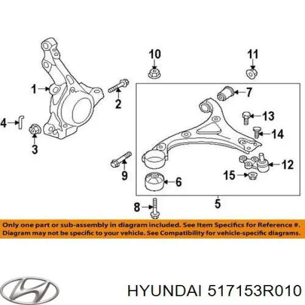 517153R010 Hyundai/Kia pino moente (extremidade do eixo dianteiro esquerdo)