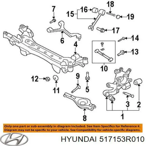 Купить 517153R010 Hyundai/Kia Цапфа поворотная левая