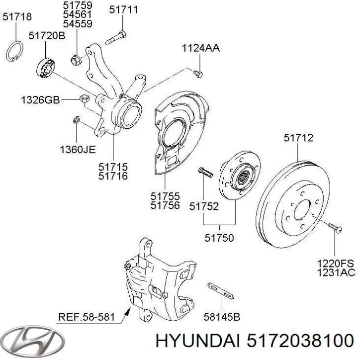5172038100 Hyundai/Kia Подшипник ступицы передней
