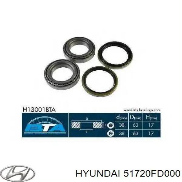 Комплект подшипника ступицы колеса Hyundai/Kia 51720FD000 цена, от 8.87 USD