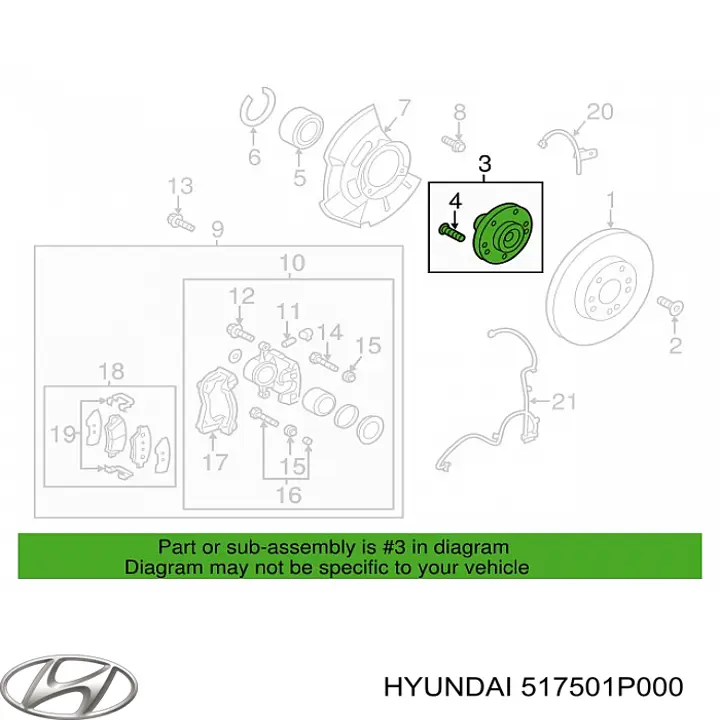 Ступицы передних колес Hyundai/Kia 517501P000 цена, от 43.73 USD