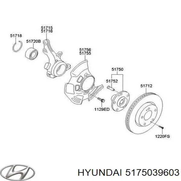 Купить 5175039603 Hyundai/Kia Ступица переднего колеса
