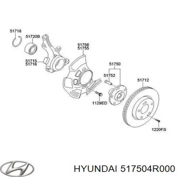 517504R000 Hyundai/Kia Ступица колеса передняя