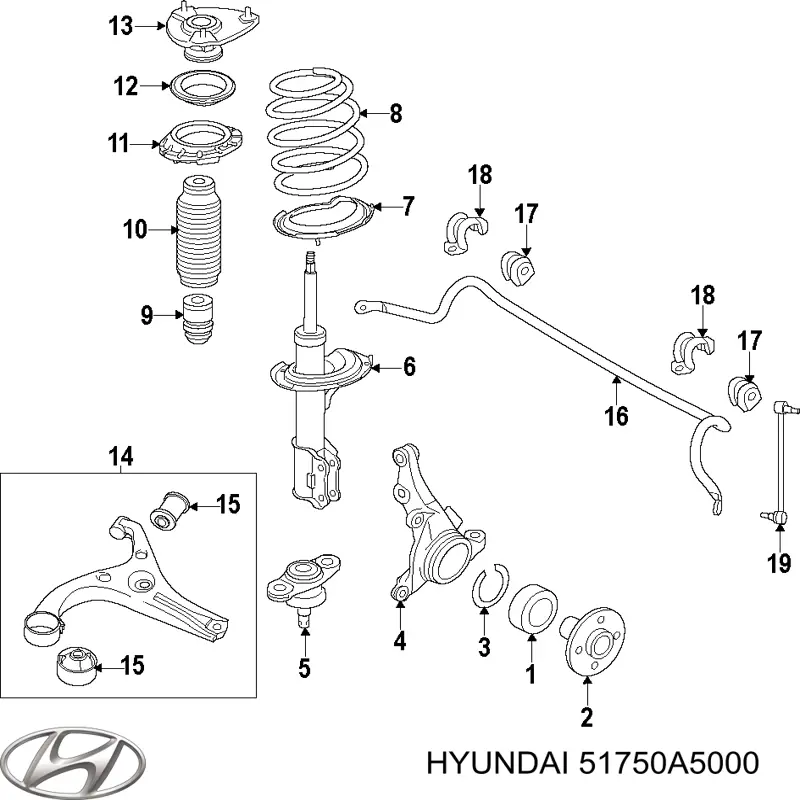 Купить 51750A5000 Hyundai/Kia Ступица переднего колеса