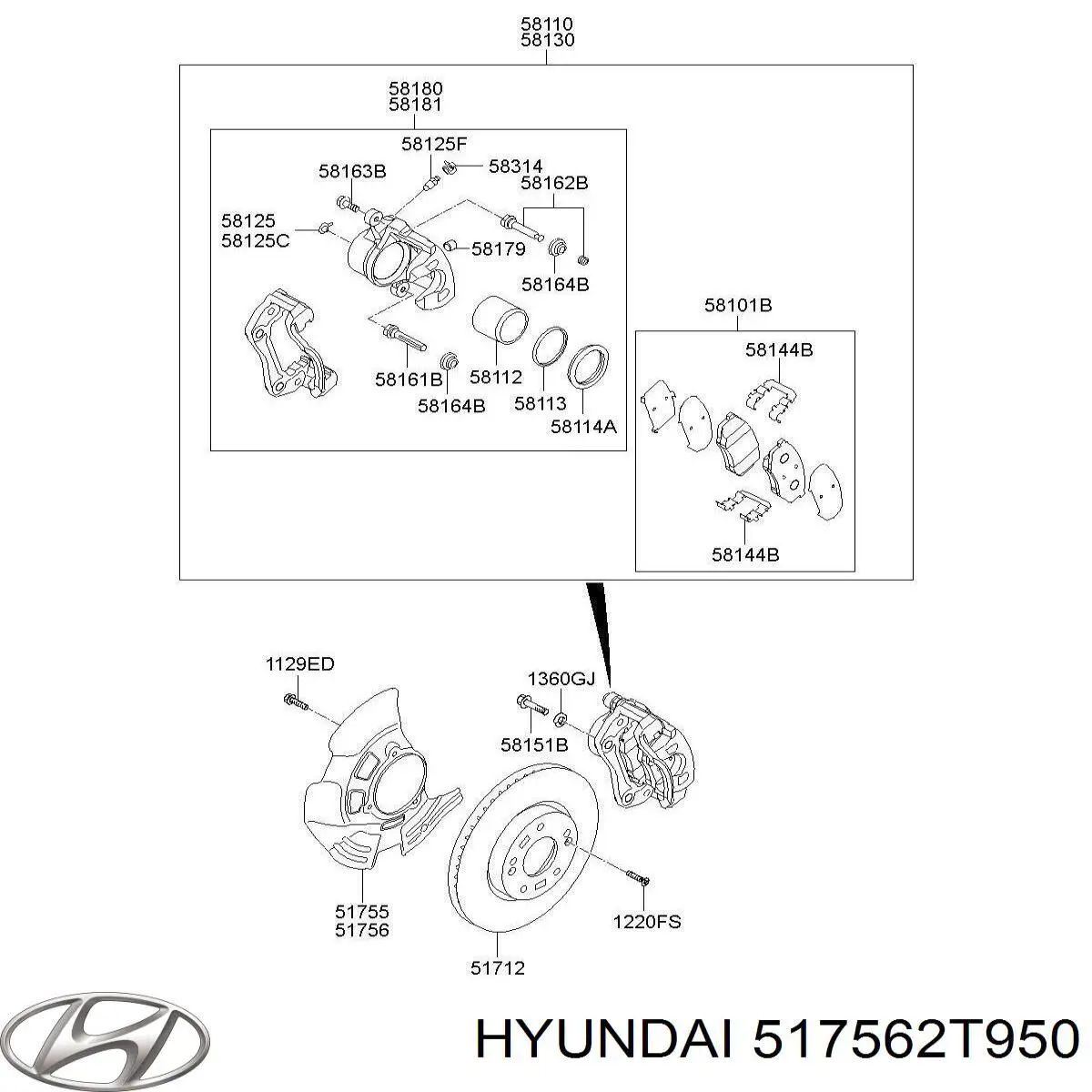 517562T950 Hyundai/Kia Пыльник тормозного диска переднего