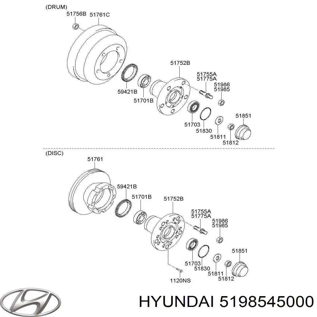 5198545000 Hyundai/Kia porca de roda