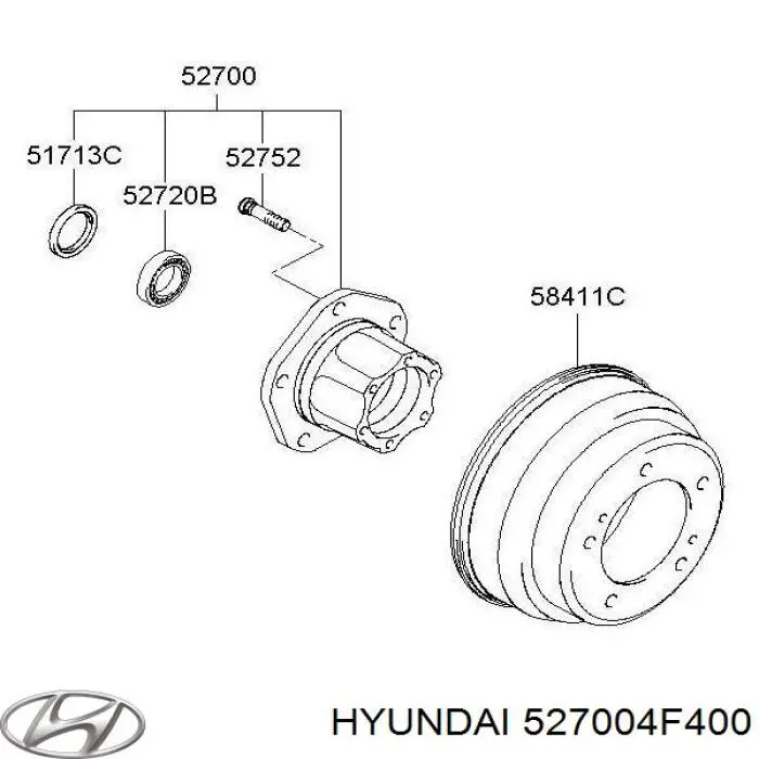 Задняя ступица на Hyundai H100 