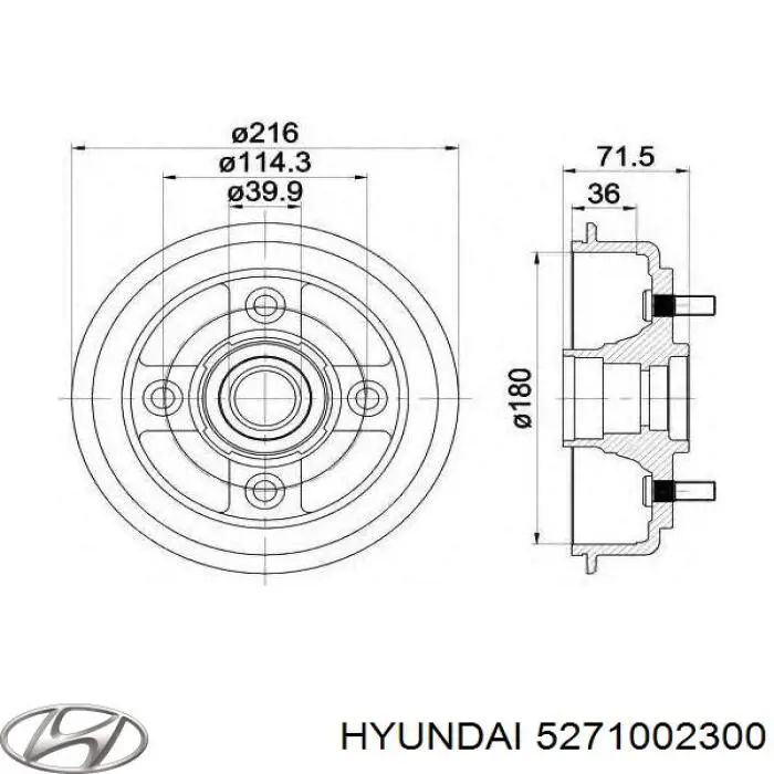Тормозной барабан 5271002300 Hyundai/Kia