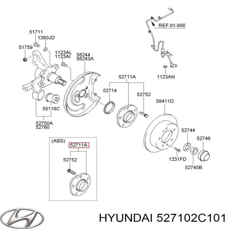 Ступица задняя 527102C101 Hyundai/Kia