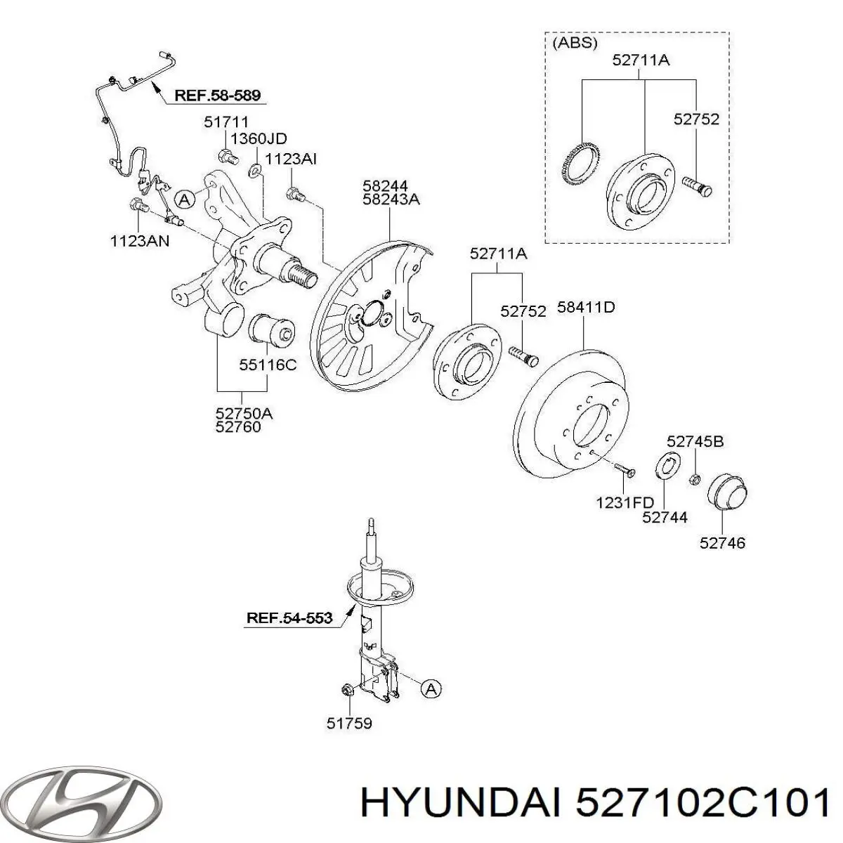 Ступицы задних колес Hyundai/Kia 527102C101 цена, от 1727.60 UAH