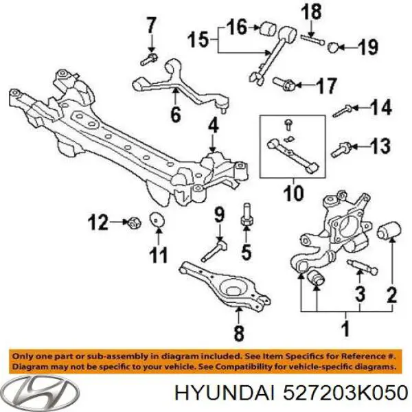 Цапфа поворотная правая Hyundai/Kia 527203K050 цена, от 12.67 USD