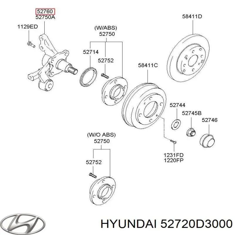 52720D3000 Hyundai/Kia Цапфа правая