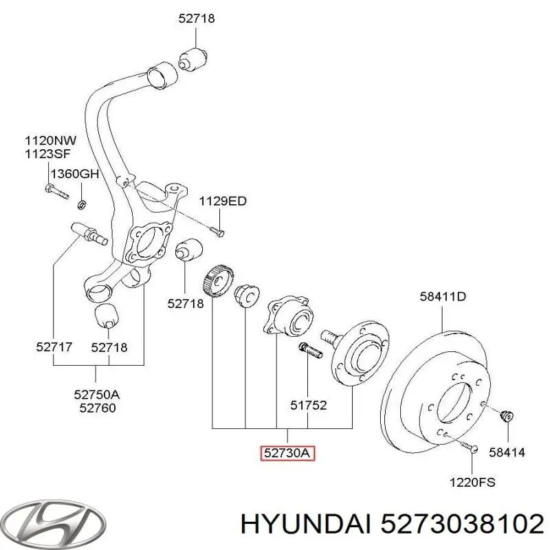 Задняя ступица 5273038102 Hyundai/Kia