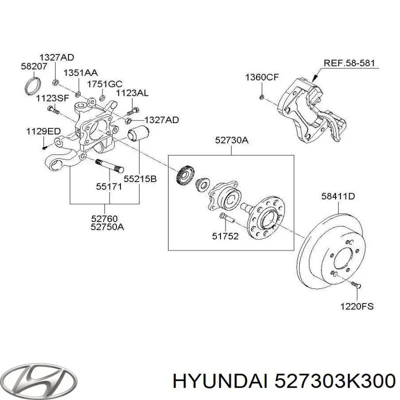 527303K300 Hyundai/Kia cubo traseiro