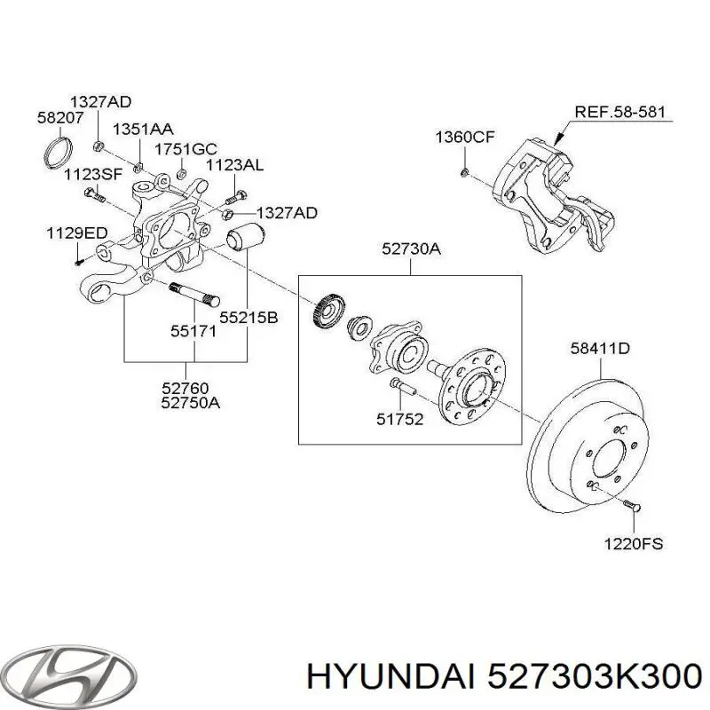 Ступица задняя 527303K300 Hyundai/Kia