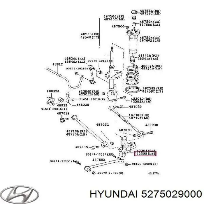 Цапфа - поворотный кулак задний, левый Hyundai/Kia 5275029000 цена, от 39.83 USD