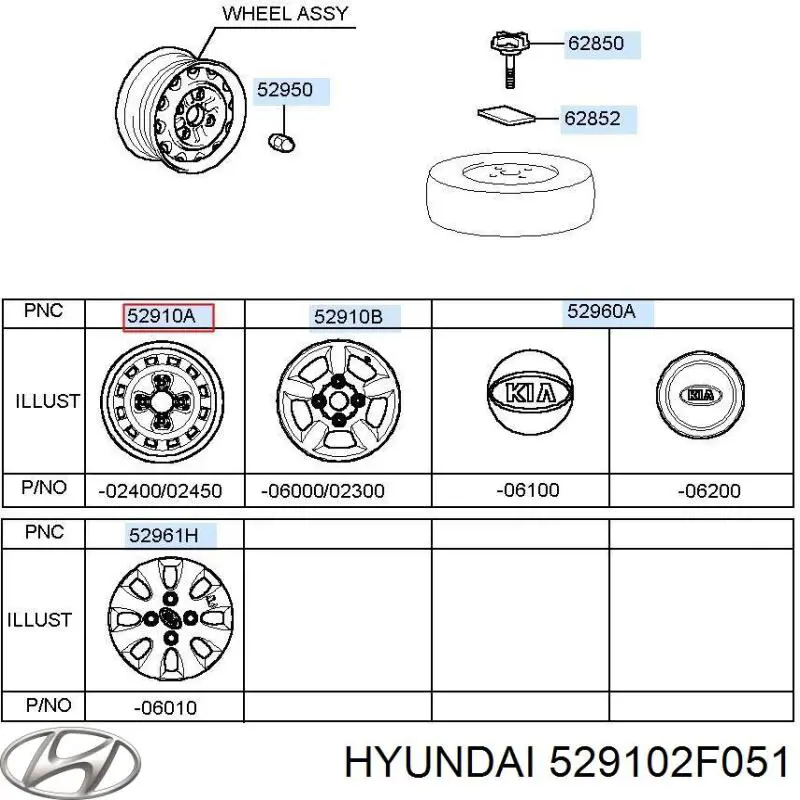 Диски колесные стальные (штампованные) HYUNDAI 529102F051