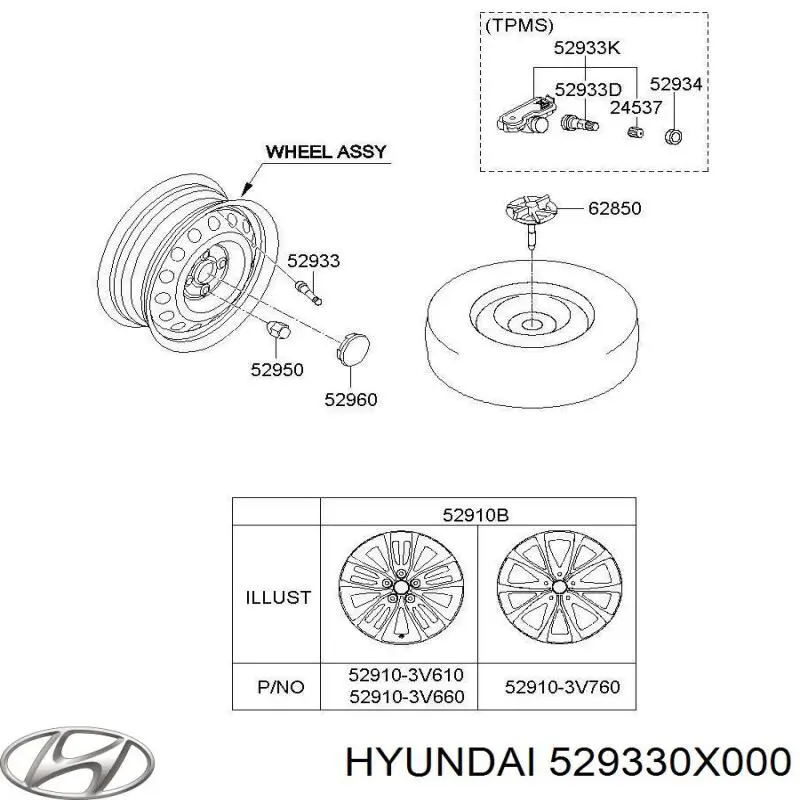 Купить 529330X000 Hyundai/Kia Датчик контроля давления в шинах