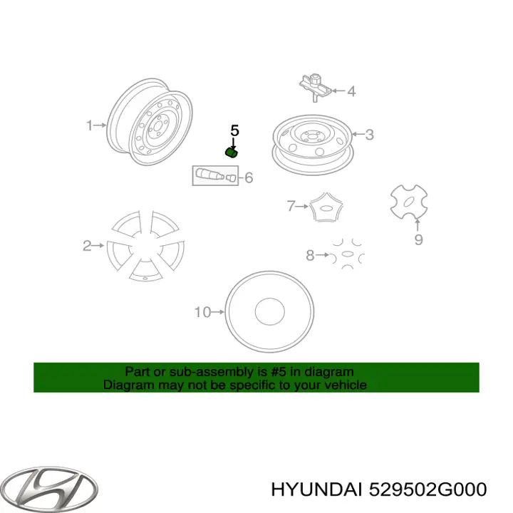 Гайка крепления колеса Hyundai/Kia 529502G000 цена, от 5.65 USD
