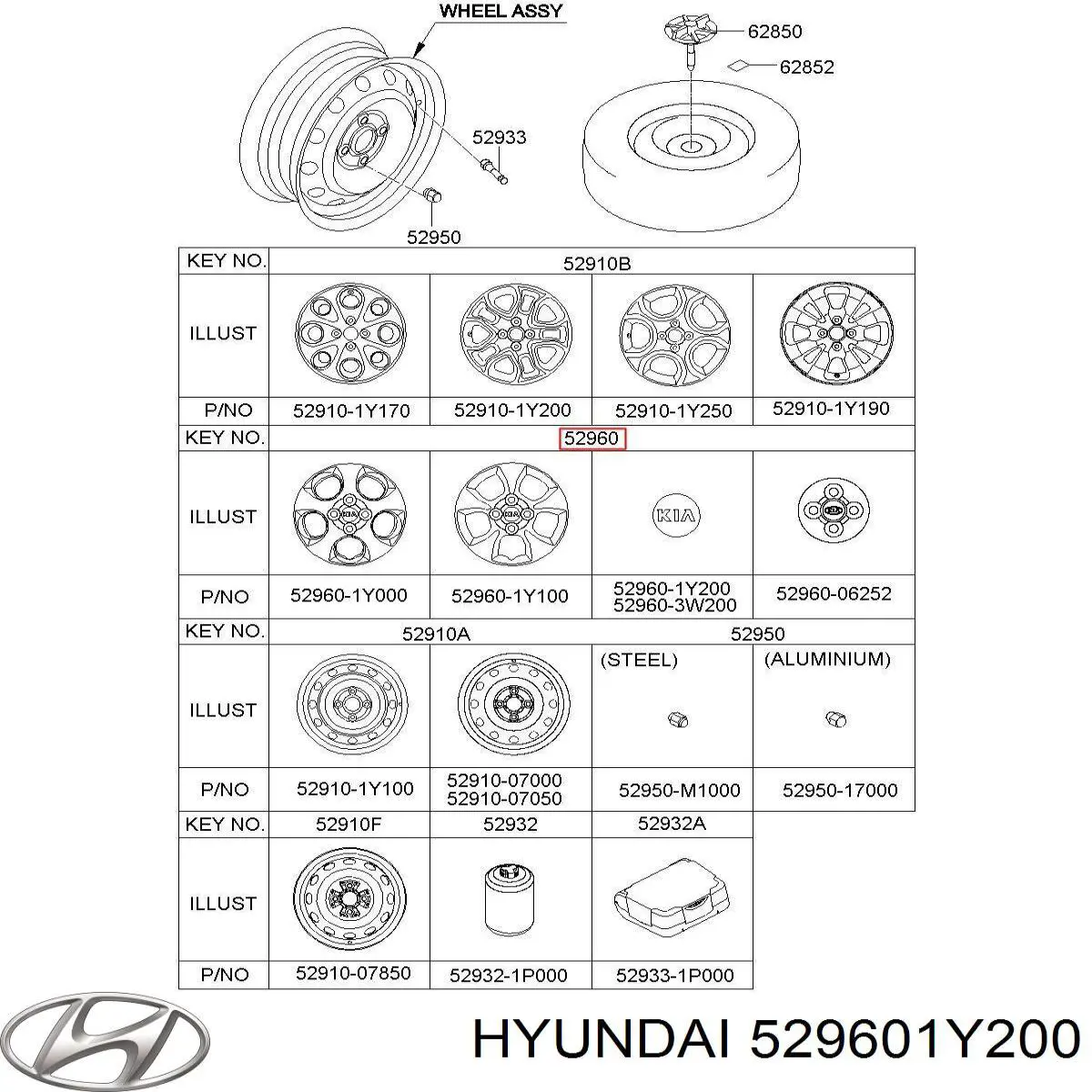 529601Y200 Hyundai/Kia coberta de disco de roda