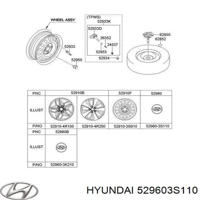 Coberta de disco de roda para Hyundai Sonata (YF)