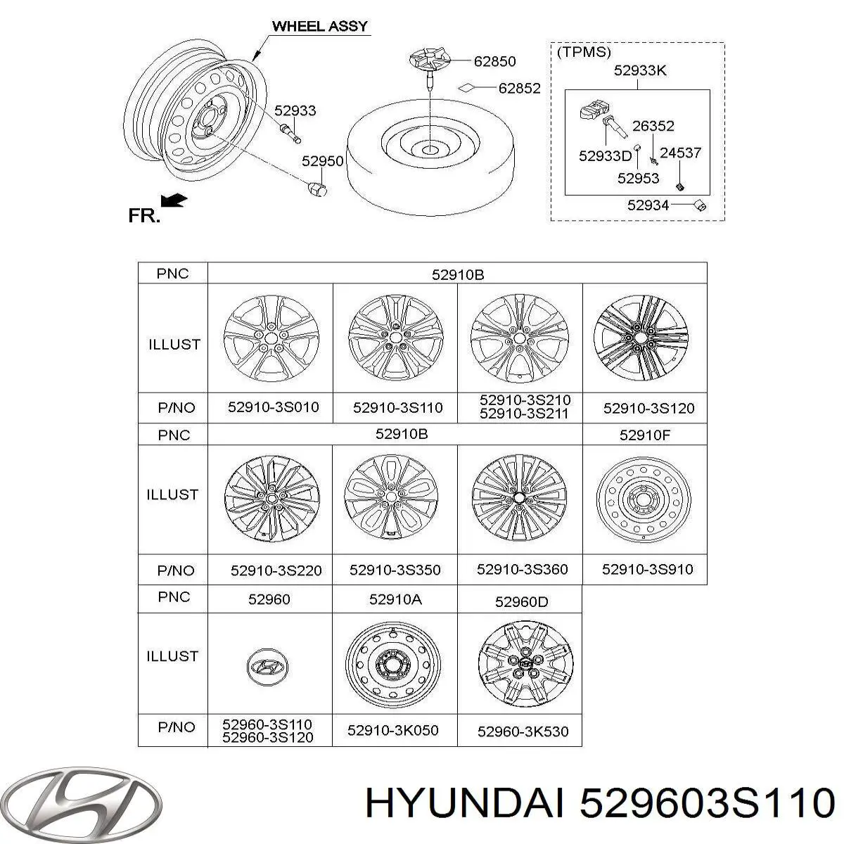 Купить 529603S110 Hyundai/Kia Колпаки